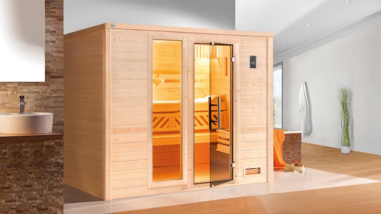Weka Premium Massivholzsauna Bergen 3 Familiensauna - 45 mm