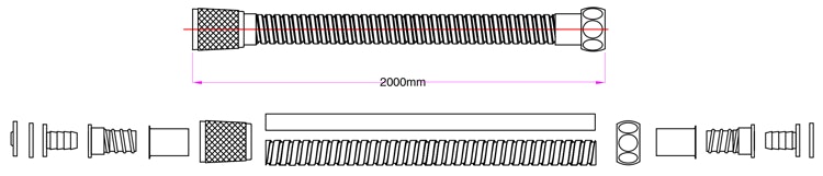 Metall-Brauseschlauch HOGAFLEX Edelstahl 