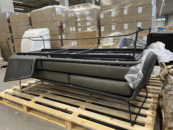 B-Ware Diamond Garden Daybed MILOS Doppelliege, Edelstahl Dunkelgrau / Rope Dunkelgrau / Sunproof (100 % Polypropylen)