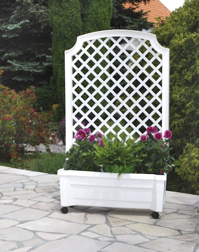 KHW Calypso Pflanzkasten auf Rollen mit Bewässerungssystem + Spalier