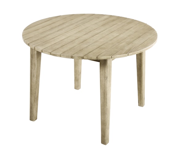 Garden Pleasure Gartenmöbel Set ARVADA / OAKLAND, Tisch Ø 110 + 4 Sessel, Akazie / Polyrattan Zimtbraun / Kissen 100 % Polyester Taupe
