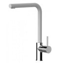 Vorschaubild Wasserhahn Küchenarmatur, SAM, mit 360° schwenkbarem L-Auslauf, Verchromt / Weiß Granit