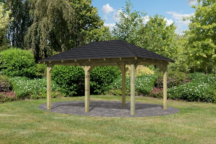 Karibu 4-Eck Pavillon Perida kesseldruckimprägniert Sparset inkl. Dachschindeln