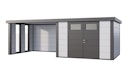 Vorschaubild Telluria Metallgerätehaus Classico 3030 mit Lounge Anbau large (ca. 314 cm Breite) inkl. 2 Fenstern