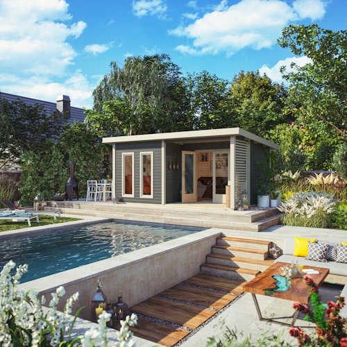 Karibu Premium Gartenhaus Radeburg 5 - 40 mm (Homeoffice-Gartenhaus)