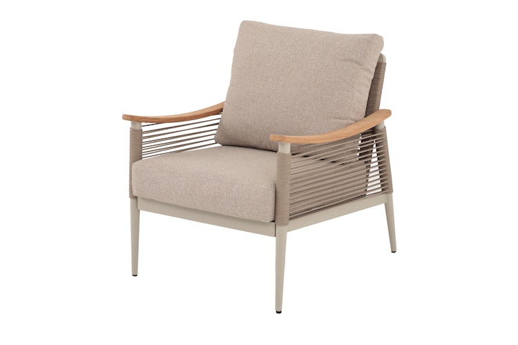 Garden Pleasure Lounge-Gruppe TULUM, Alu Sandbeige / Nonwood / Rope Beige / Kissen 100 % Polyester Beige