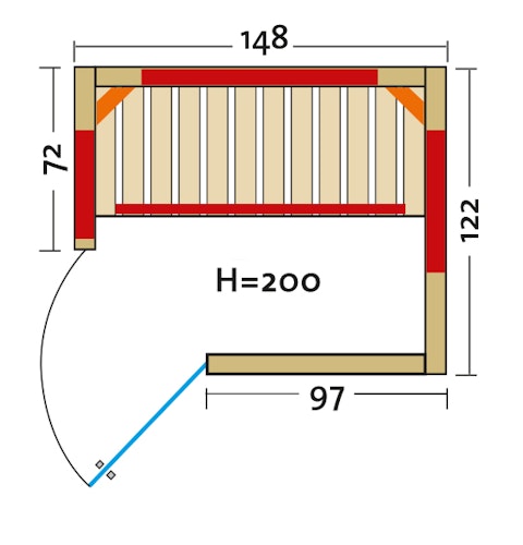 Infraworld Infrarotkabine Vario Natura 148 Ecke inkl. 5-teiligem gratis Zubehörset