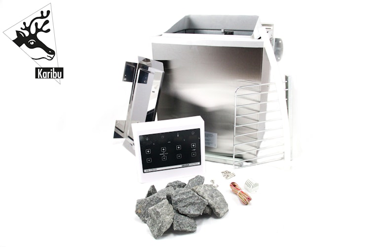 Karibu 9 kW Bio-Kombiofen Saunaofen anthrazit inkl. Steuergerät EASY weiß - Sparset