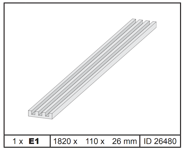 Karibu Holzkabelkanal für Silikon-und Fühlerkabel 182 x 14 x 2,6 cm