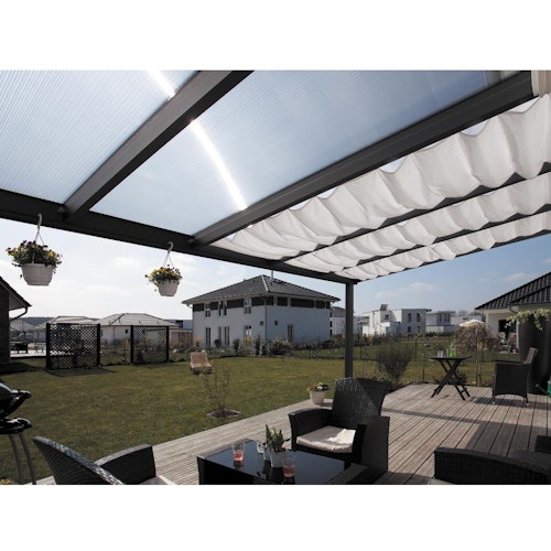 Skan Holz Aluminium Terrassenüberdachung Genua Breite 434 cm