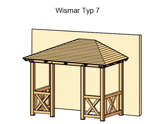 Skan Holz Walmdach Vordach Doppeltür Wismar