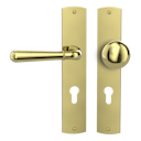 Vorschaubild Griffwerk FABIO -Messing Optik Langschild-Garnitur -sichtbar verschraubt -Knopf R21 -WL -TS 40-45mm