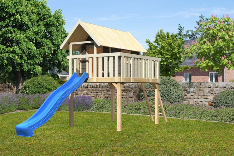 Akubi Stelzenhaus Fidel mit Satteldach inkl. Wellenrutsche