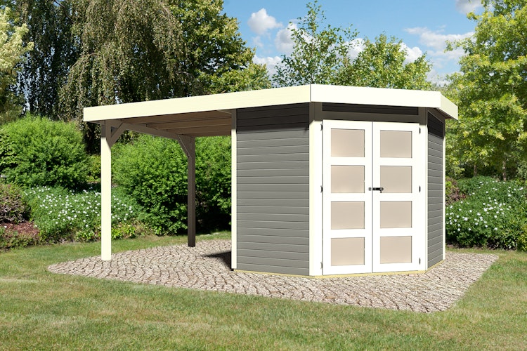 Karibu Gartenhaus Gerätehaus Goldendorf 3/5 mit 240 cm Schleppdach - 19 mm