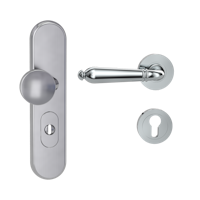 Griffwerk Kombi-Schutzbeschlag TITANO SB_882 mit Griff CAROLA 72mm Zylinderabdeckung Tür 38-50mm L CAROLA Chrom