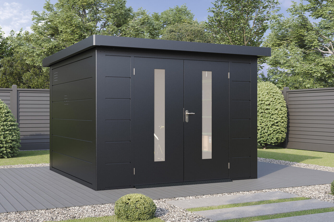 Wolff Finnhaus Premium Metall Gartenhaus Eirik 3030 Anthrazit