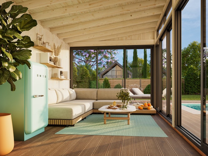 Palmako Glashaus Saga 16,2 m² Slide (Wintergartenanbau inkl. Rückwand)