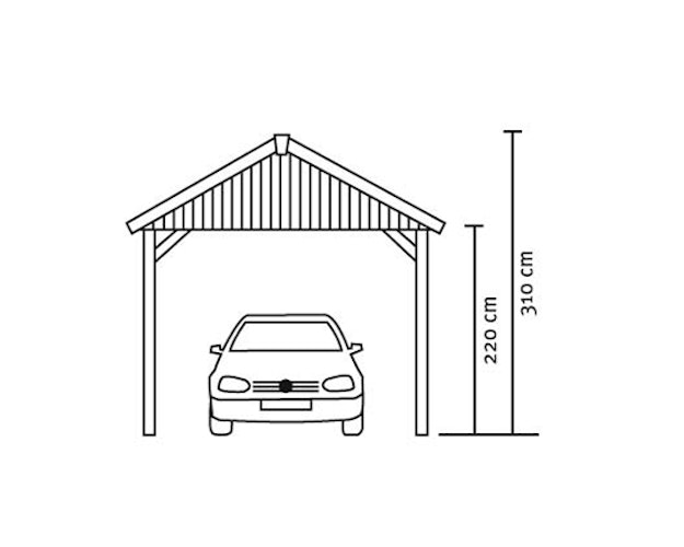 Skan Holz Schwarzwald - Satteldach Einzelcarport Breite 424 cm