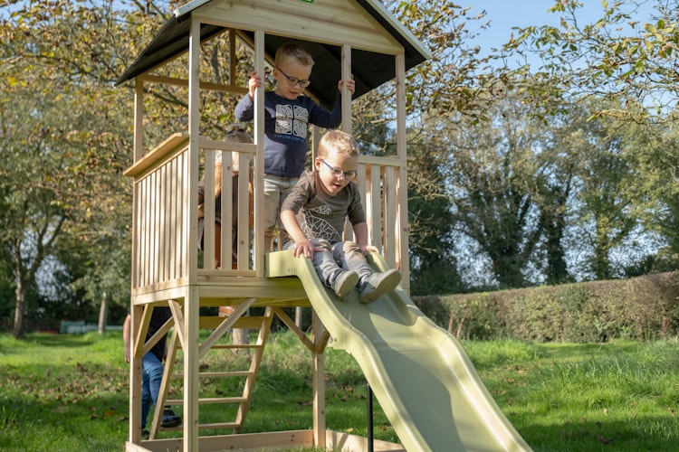 EXIT Panorama 500 Holzspielhaus mit Rutsche & Sandkasten