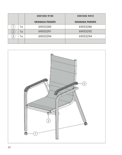 Kettler Ersatzteil Stopfen für Multipositionssessel & Stapelsessel GRANADA & GRANADA PADDED, 4er Set