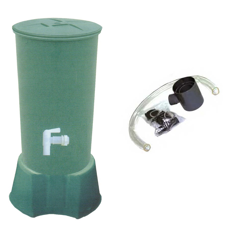 4 Home and Garden Regentonne Green mit Fuß und Zapfhahn