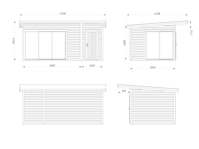 Palmako Gartenhaus Andrea 15,2 m² Slide Plus - 44 mm