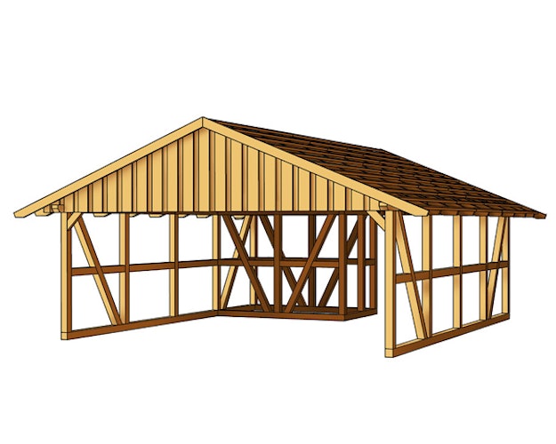 Skan Holz Schwarzwald - Satteldach Doppelcarport Breite 684 cm