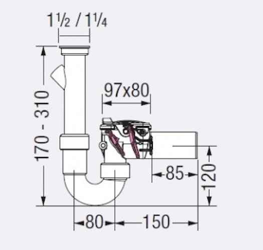 KESSEL 73052 - Rückstaudoppelverschluss Staufix Siphon DN 50 Waschmaschinenanschluss