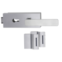 Vorschaubild Griffwerk PURISTO S -Edelstahl matt Ganzglastürbeschlagset -3-teiliger Bandsatz -mit Griff DESM MINIMAL MODERN -SG -PZ