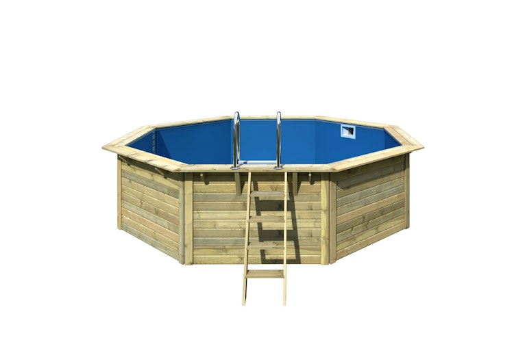 Karibu Pool Modell X2 470 x 470 cm - kesseldruckimprägniert/wassergrau mit Metallecken