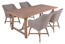 Vorschaubild Garden Pleasure Gartenmöbel Set OAKLAND 12, Tisch 200 x 100 + 4 Sessel, Akazie / Polyrattan Zimtbraun / Kissen 100 % Polyester Taupe