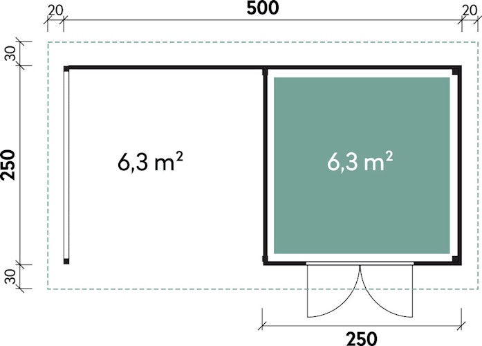 Wolff Finnhaus Varianta - Seitendach-Set Breite 250 cm
