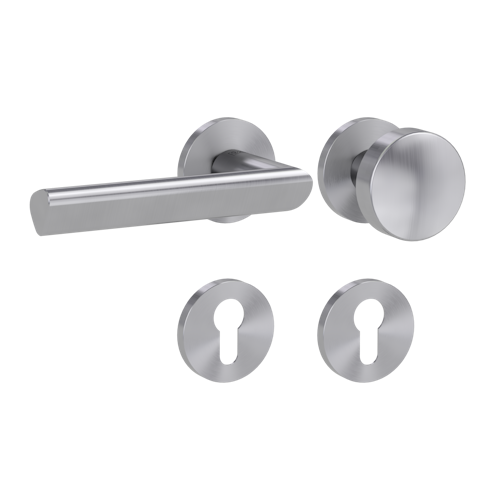 Griffwerk Wechselgarnitur VAYA 137 TRI fast2fix Fast2Fix GK3 Rosetten rund Knopf R2 Edelstahl matt L