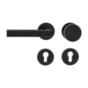 Vorschaubild Griffwerk Wechselgarnitur LUCIA PROF Schraubtechnik FS Rosetten rund Knopf R2 38-50mm Graphitschwarz L
