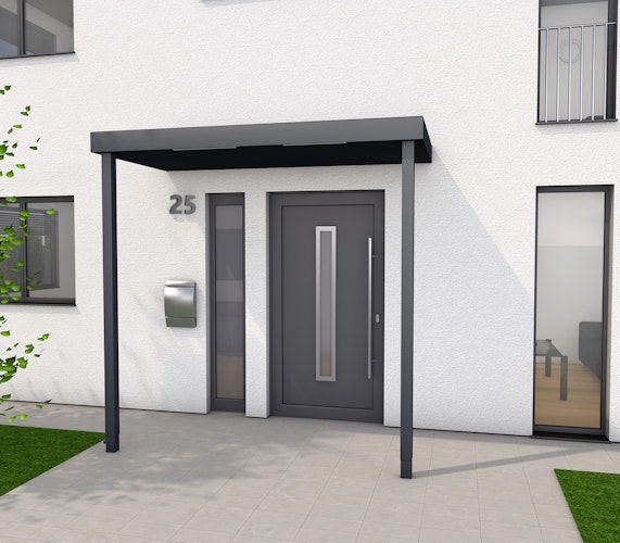 Gutta Rechteckvordach BS Plus XL 250 mit Pfosten Sonderfarbe (neues Modell)