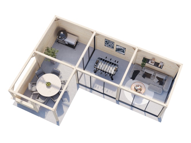 Palmako Pavillon Bianca 33,2 m² Set 521 Slide Plus mit Isolierglas-Schiebetüren