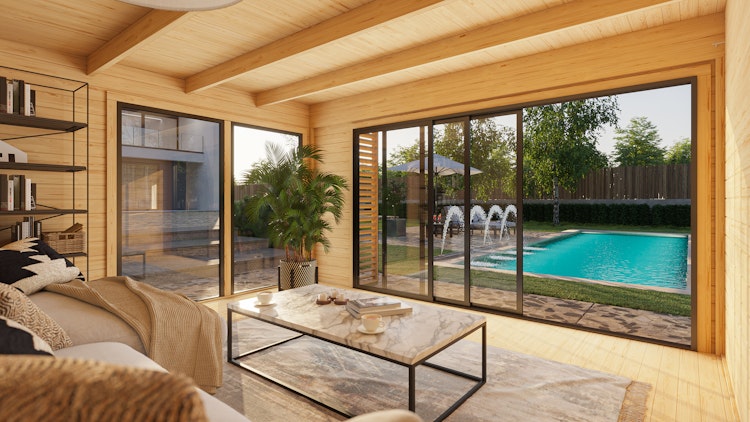 Weka Design Gartenhaus Pure Garden Amberley mit Aluminium-Schiebetür - 44 mm