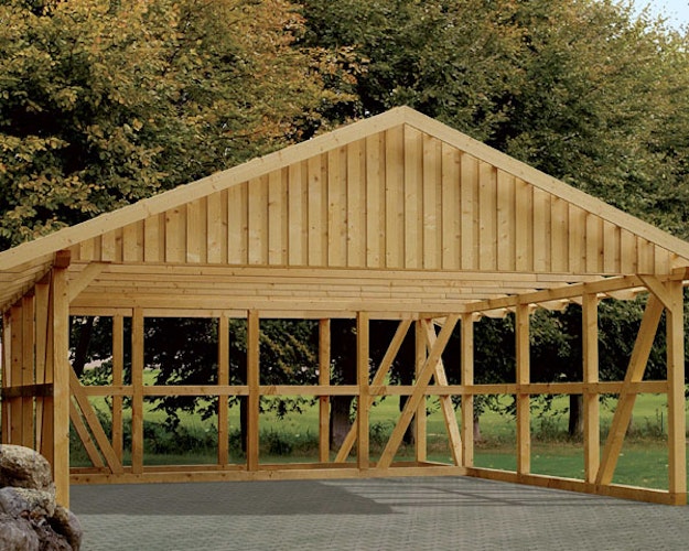 Skan Holz Schwarzwald - Satteldach Doppelcarport Breite 684 cm