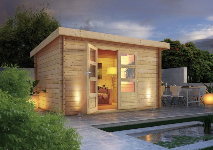 Karibu Woodfeeling Gartenhaus Bastrup 7 naturbelassen - 28 mm