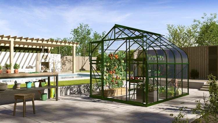 Vitavia Gewächshaus Dione/Diana 8300 inkl. 2 Dachfenster und Stahlfundamentrahmen - 8,3 m²