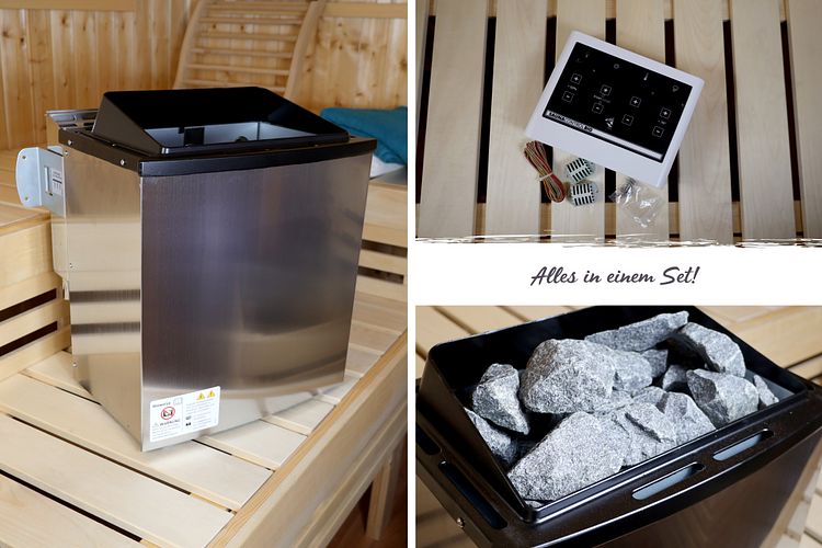 Karibu 9 kW Bio-Kombiofen Saunaofen anthrazit inkl. Steuergerät EASY schwarz - Sparset