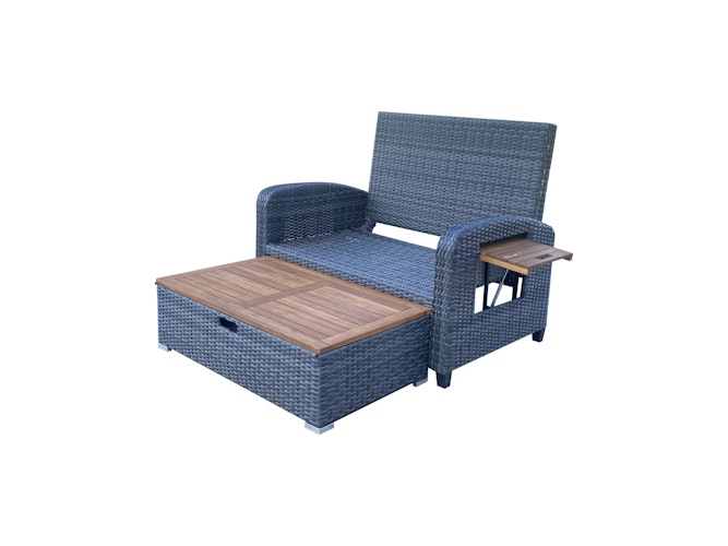 Garden Pleasure Funktionssofa BARI, Polyrattan Dunkelgrau / Kissen 100 % Polyester Dunkelgrau