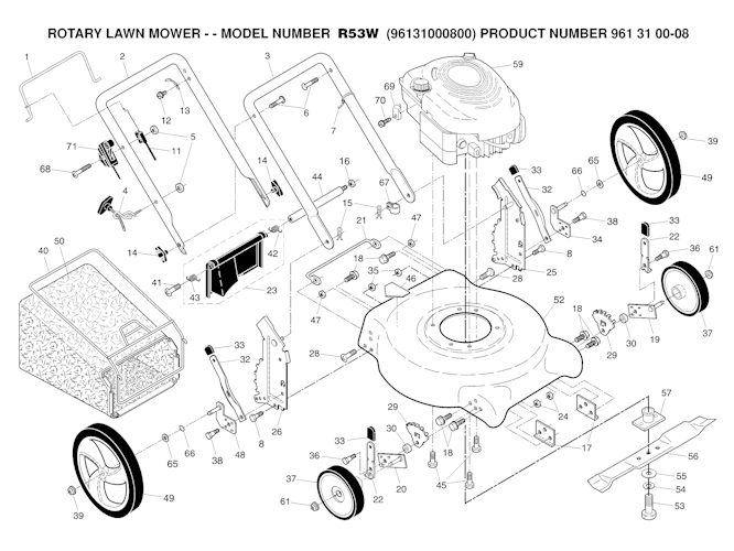 Husqvarna Rasenmäher gelegentliche Nutzung 96131000800 R 53W