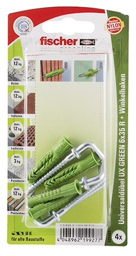 FISCHER Universaldübel UX 6x35 R WH GREEN K (4 Stück)