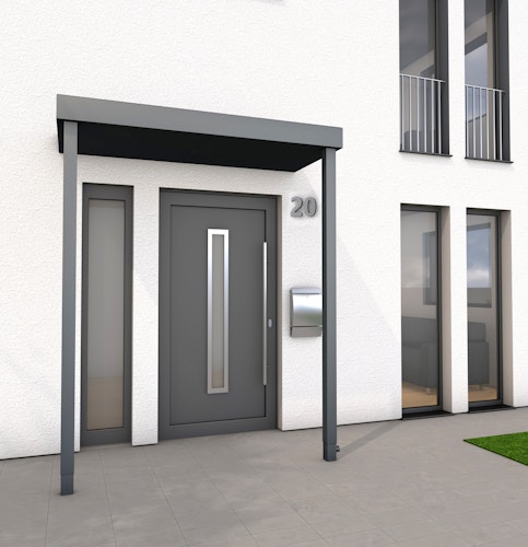 Gutta Rechteckvordach BS Plus 200 Sondermaß mit Pfosten (neues Modell)