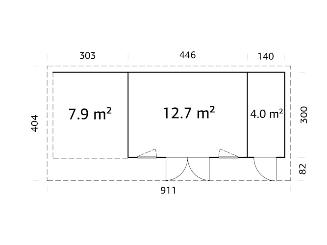 Palmako Gartenhaus Aurelia 16,7+7,9 m² - 44 mm