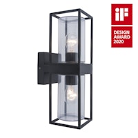 LUTEC Außenwandleuchte FLAIR Aluminium, Glas matt schwarz (5288804012)