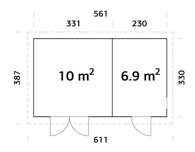 Palmako Gerätehaus Kalle 16,9 m² - 18+70 mm