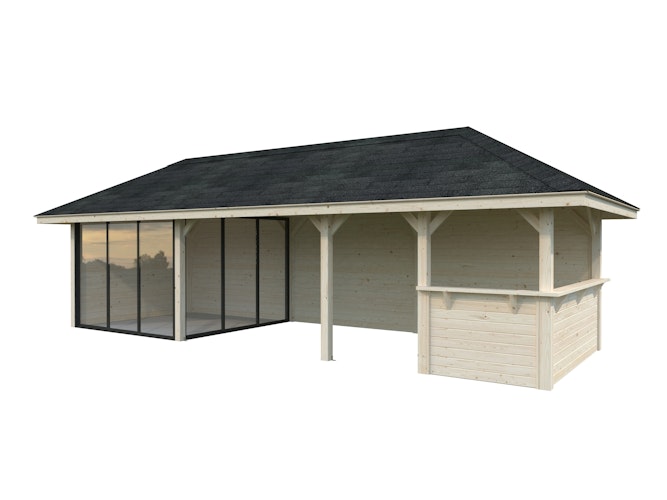 Palmako Pavillon Bianca 24,9 m² Set 515 Slide Plus mit Isolierglas-Schiebetüren