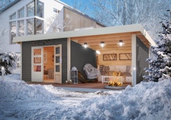 Karibu Woodfeeling Gartenhaus Northeim 3 inkl. 300 cm Schleppdach/Seiten- und Rückwand